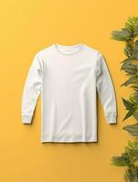 blanco blanco camiseta para Bosquejo diseño ai generativo foto