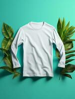 Blank white t-shirt for mockup design AI Generative photo