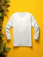 Blank white t-shirt for mockup design AI Generative photo