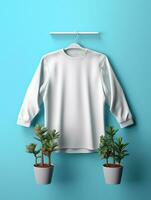 Blank white t-shirt for mockup design AI Generative photo