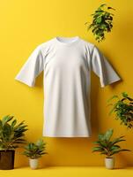 Blank white t-shirt for mockup design AI Generative photo