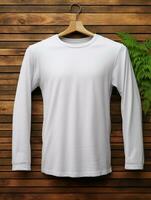 Blank white t-shirt for mockup design AI Generative photo