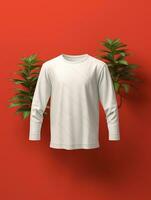 Blank white t-shirt for mockup design AI Generative photo