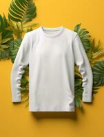 Blank white t-shirt for mockup design AI Generative photo