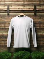 Blank white t-shirt for mockup design AI Generative photo