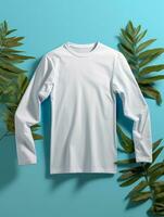 Blank white t-shirt for mockup design AI Generative photo