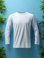 Blank white t-shirt for mockup design AI Generative photo