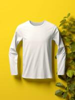 Blank white t-shirt for mockup design AI Generative photo