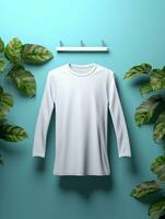 Blank white t-shirt for mockup design AI Generative photo