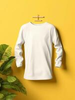 Blank white t-shirt for mockup design AI Generative photo