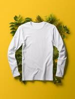 blanco blanco camiseta para Bosquejo diseño ai generativo foto