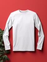 Blank white t-shirt for mockup design AI Generative photo