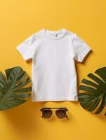 Blank white t-shirt for mockup design AI Generative photo