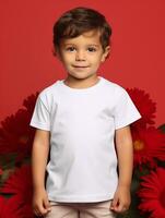 Boy  white t-shirt for mockup design AI Generative photo