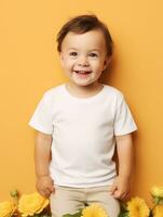 Boy  white t-shirt for mockup design AI Generative photo