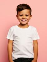 Boy  white t-shirt for mockup design AI Generative photo