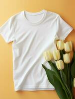 Blank white t-shirt for mockup design AI Generative photo