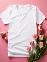 blanco blanco camiseta para Bosquejo diseño ai generativo foto