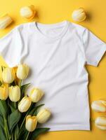 Blank white t-shirt for mockup design AI Generative photo