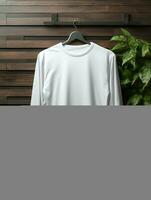 Blank white t-shirt for mockup design AI Generative photo