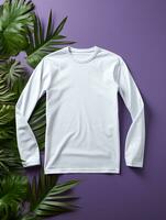 Blank white t-shirt for mockup design AI Generative photo