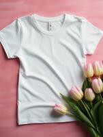 Professional White T-Shirt for Mockup Design AI Generative photo