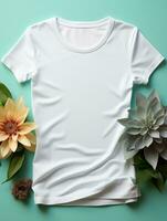 Professional White T-Shirt for Mockup Design AI Generative photo