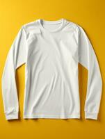 Men blank  white t-shirt for mockup design AI Generative photo