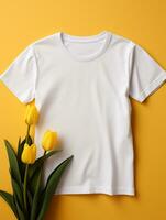 Blank white t-shirt for mockup design AI Generative photo