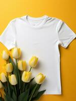 blanco blanco camiseta para Bosquejo diseño ai generativo foto