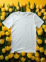 Blank white t-shirt for mockup design AI Generative photo