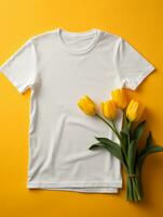 Blank white t-shirt for mockup design AI Generative photo