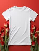 Blank white t-shirt for mockup design AI Generative photo