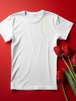 Blank white t-shirt for mockup design AI Generative photo