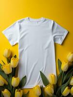 Blank white t-shirt for mockup design AI Generative photo