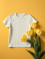 Blank white t-shirt for mockup design AI Generative photo