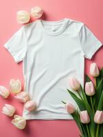 Blank white t-shirt for mockup design AI Generative photo