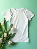 blanco blanco camiseta para Bosquejo diseño ai generativo foto