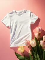 Blank white t-shirt for mockup design AI Generative photo