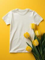 Blank white t-shirt for mockup design AI Generative photo