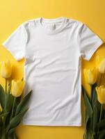 Blank white t-shirt for mockup design AI Generative photo