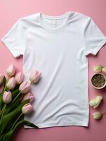 Blank white t-shirt for mockup design AI Generative photo