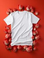 Blank white t-shirt for mockup design AI Generative photo