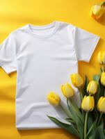 Blank white t-shirt for mockup design AI Generative photo