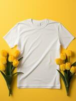 Blank white t-shirt for mockup design AI Generative photo