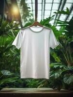 Men blank  white t-shirt for mockup design AI Generative photo