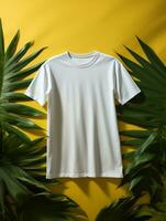 Men blank  white t-shirt for mockup design AI Generative photo