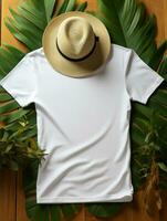 Men blank  white t-shirt for mockup design AI Generative photo