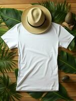 hombres blanco blanco camiseta para Bosquejo diseño ai generativo foto