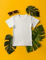 Men blank  white t-shirt for mockup design AI Generative photo